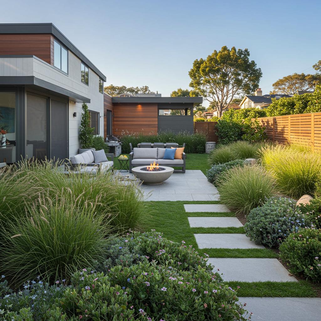 Close-up of sustainable hardscape materials showcasing textures and colors