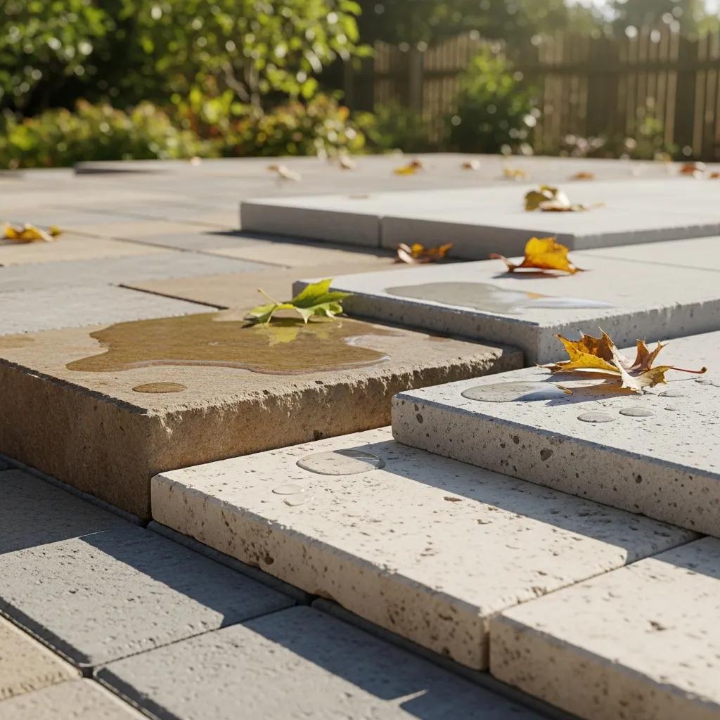 Close-up of durable hardscaping materials showcasing texture and weather resistance